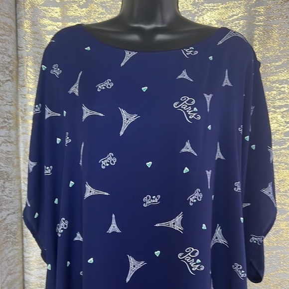 Penningtons In Every Story Sheer Paris Eiffle Cold Shoulder Top Size 4X - Picture 3 of 12